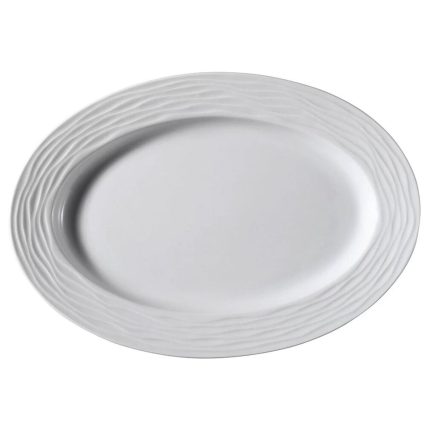 (6 bucăți) SEA WAVE - Farfurie/farfurie pentru kebab - ovală - Lungime: 350 mm - Alb