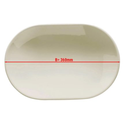 (4 buc) TEOS - Farfurie plată - oval - porțelan - 360x165 mm - crem