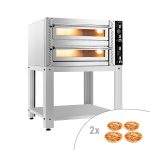 Cuptor pizza electric - 1320x850x1550 mm - 6+6 x Ø 30 cm (Lat) - până la 450 °C - Control manual (analogic) - incl. Cadru inferior