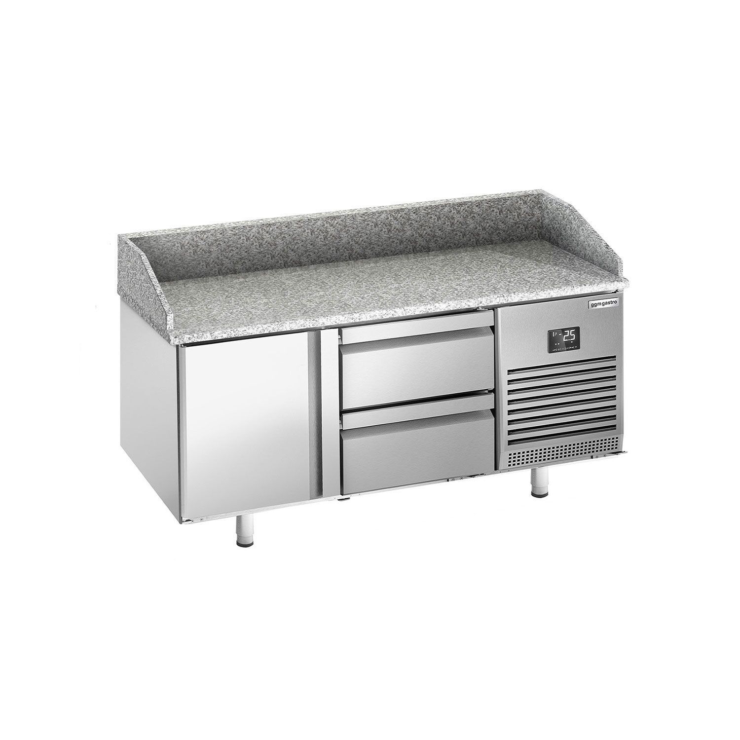 POI157-2-7SBI1212_1.jpg Masă frigorifică pentru preparare pizza PREMIUM PLUS - cu blat din granit - 1490x700 mm - cu 1 ușă & 2 sertare - imagine 1