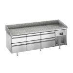 Masă frigorifică pentru preparare pizza PREMIUM PLUS - cu blat din granit - 1980x700 mm - cu 1 ușă & 6 sertare