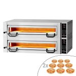 Cuptor pizza electric (vatră din șamotă) - 1462x1360x720 mm - 9+9 x Ø 34 cm - până la 450 °C - Control digital