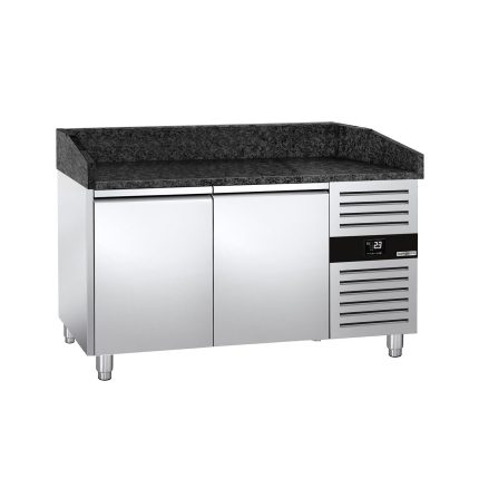 Masă frigorifică pentru preparare pizza PREMIUM - cu blat din granit - 1500x800 mm - cu 2 uși