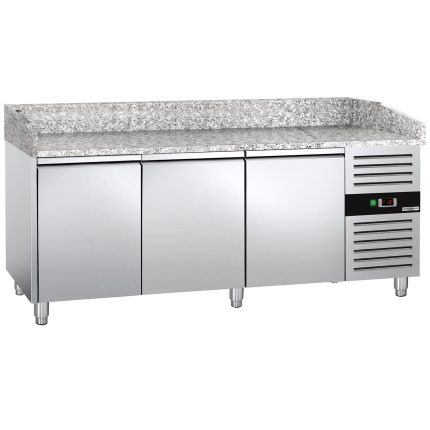 Masă frigorifică pentru preparare pizza ECO - cu blat din granit - 2025x800 mm - cu 3 uși