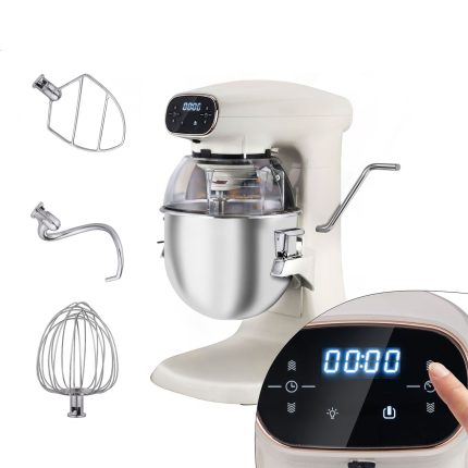 Mixer planetar profesional - 12 litri - 880 W - include 3 accesorii de amestecare - cu afișaj digital și iluminare bol - crem
