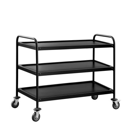 Cărucior de servire – 1200 x 600 mm – cu 3 rafturi – Negru