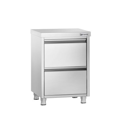 Masă tip dulap PREMIUM - oțel inoxidabil - cu 2 sertare - 500x600 mm