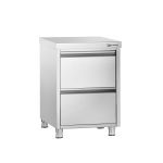 Masă tip dulap PREMIUM - oțel inoxidabil - cu 2 sertare - 500x700 mm