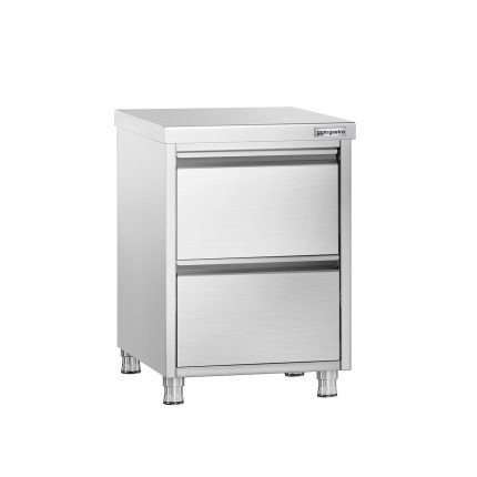 Masă tip dulap PREMIUM - oțel inoxidabil - cu 2 sertare - 500x700 mm