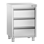 Masă tip dulap PREMIUM - oțel inoxidabil - cu 3 sertare - 500x600 mm