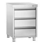 Masă tip dulap PREMIUM - oțel inoxidabil - cu 3 sertare - 500x700 mm