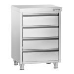Masă tip dulap PREMIUM - oțel inoxidabil - cu 4 sertare - 500x600 mm