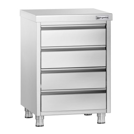 Masă tip dulap PREMIUM - oțel inoxidabil - cu 4 sertare - 500x600 mm