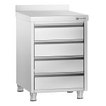 Masă tip dulap PREMIUM - oțel inoxidabil - cu 4 sertare - cu rebord - 500x700 mm