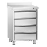 Masă tip dulap PREMIUM - oțel inoxidabil - cu 4 sertare - cu rebord - 500x600 mm