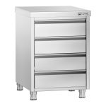 Masă tip dulap PREMIUM - oțel inoxidabil - cu 4 sertare - 500x700 mm