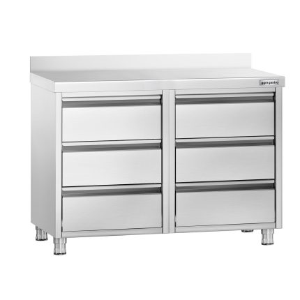 Masă tip dulap PREMIUM - oțel inoxidabil - cu 6 sertare - cu rebord - 1000x600 mm