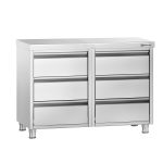 Masă tip dulap PREMIUM - oțel inoxidabil - cu 6 sertare - 1000x600 mm