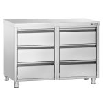 Masă tip dulap PREMIUM - oțel inoxidabil - cu 6 sertare - 1000x700 mm
