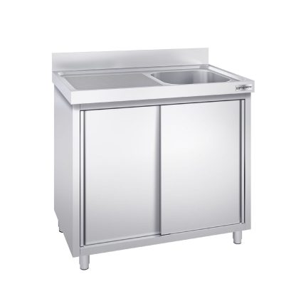 Chiuvetă tip dulap PREMIUM - din oțel inoxidabil - 1000x700 mm - cu 1 cuvă pe dreapta