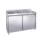 Chiuvetă tip dulap PREMIUM - din oțel inoxidabil - 1400x600 mm - cu 2 cuve pe dreapta