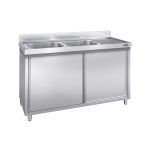 Chiuvetă tip dulap PREMIUM - din oțel inoxidabil - 1600x600 mm - cu 2 cuve pe stânga