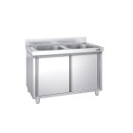Chiuvetă tip dulap PREMIUM - din oțel inoxidabil - 1600x600 mm - cu 2 cuve centrale