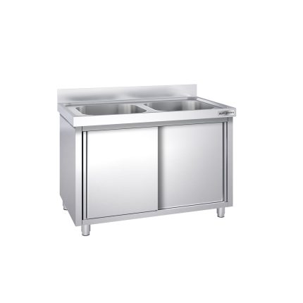 Chiuvetă tip dulap PREMIUM - din oțel inoxidabil - 1600x600 mm - cu 2 cuve centrale