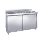 Chiuvetă tip dulap PREMIUM - din oțel inoxidabil - 1600x600 mm - cu 2 cuve pe dreapta