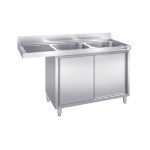 Chiuvetă tip dulap pentru mașină de spălat vase PREMIUM - 1600x600 mm - cu 2 cuve dreapta