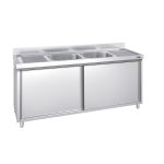 Chiuvetă tip dulap PREMIUM - din oțel inoxidabil - 1800x600 mm - cu 2 cuve centrale