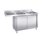 Chiuvetă tip dulap pentru mașină de spălat vase - 1800x600 mm - cu 2 cuve dreapta