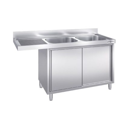 Chiuvetă tip dulap pentru mașină de spălat vase - 1800x600 mm - cu 2 cuve dreapta