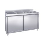 Chiuvetă tip dulap PREMIUM - din oțel inoxidabil - 1800x700 mm - cu 2 cuve pe dreapta