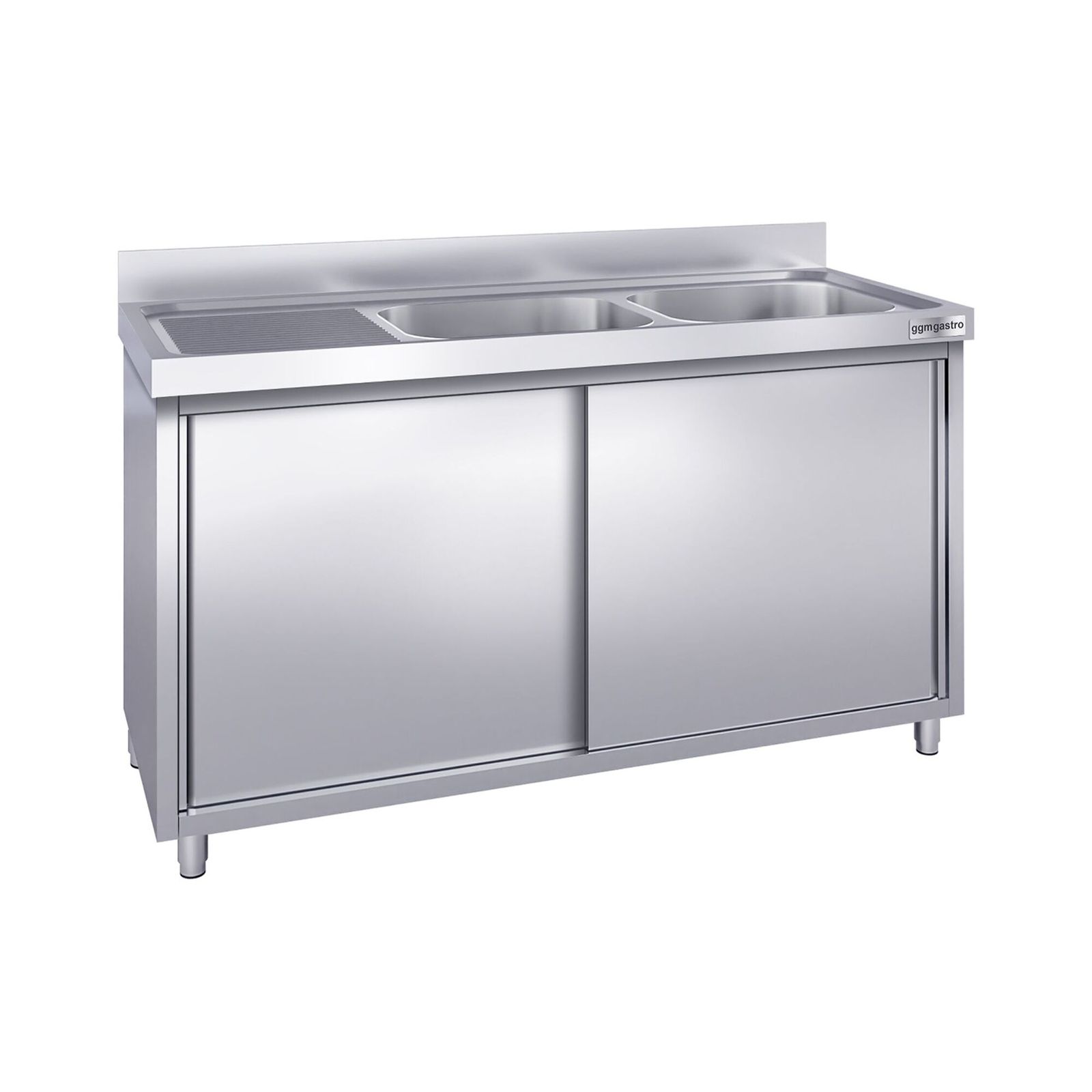 SSK187BR2_1.jpg Chiuvetă tip dulap PREMIUM - din oțel inoxidabil - 1800x700 mm - cu 2 cuve pe dreapta - imagine 1