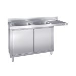 Chiuvetă tip dulap pentru mașină de spălat vase - 1800x700 mm - cu 2 cuve stânga