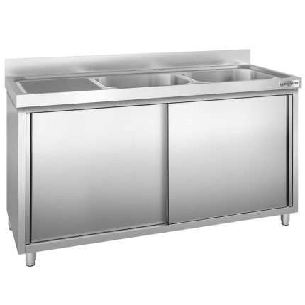 Chiuvetă tip dulap PREMIUM - din oțel inoxidabil - 2000x600 mm - cu 2 cuve pe dreapta