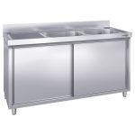 Chiuvetă tip dulap PREMIUM - din oțel inoxidabil - 2000x700 mm - cu 2 cuve pe dreapta