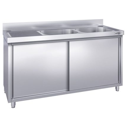 Chiuvetă tip dulap PREMIUM - din oțel inoxidabil - 2000x700 mm - cu 2 cuve pe dreapta