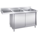 Chiuvetă tip dulap pentru mașină de spălat vase - 2000x600 mm - cu 2 cuve dreapta