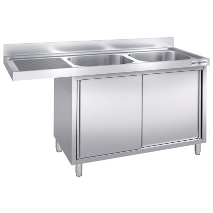 Chiuvetă tip dulap pentru mașină de spălat vase - 2000x600 mm - cu 2 cuve dreapta