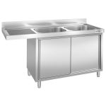 Chiuvetă tip dulap pentru mașină de spălat vase - 2000x700 mm - cu 2 cuve dreapta