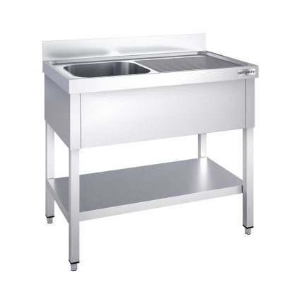 Chiuvetă profesională PREMIUM - 1000x600 mm - cu poliță inferioară - cu 1 cuvă - cuva pe stânga