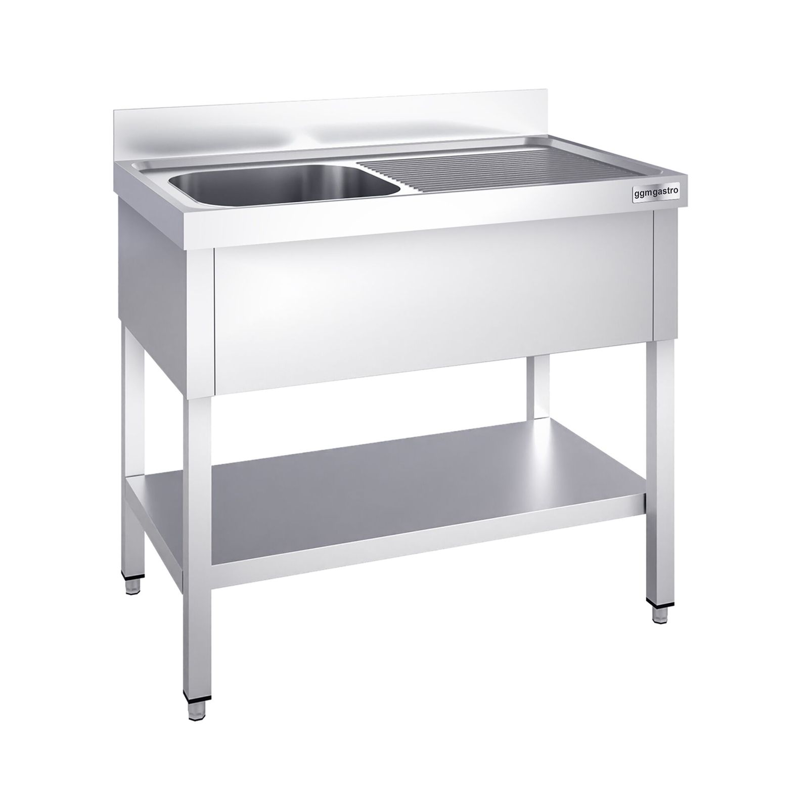 STK106BL1_1.jpg Chiuvetă profesională PREMIUM - 1000x600 mm - cu poliță inferioară - cu 1 cuvă - cuva pe stânga - imagine 1