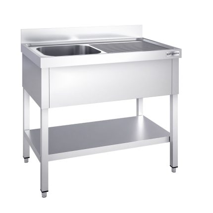 Chiuvetă profesională pentru oale PREMIUM - 1000x700 mm - cu poliță inferioară - cu 1 cuvă - cuva pe stânga