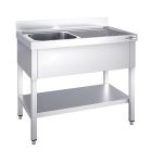 Chiuvetă profesională PREMIUM - 1200x600 mm - cu poliță inferioară - cu 1 cuvă - cuva pe stânga