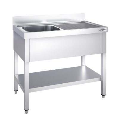 Chiuvetă profesională PREMIUM - 1200x600 mm - cu poliță inferioară - cu 1 cuvă - cuva pe stânga