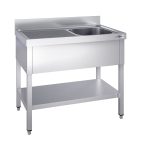 Chiuvetă profesională PREMIUM - 1200x600 mm - cu poliță inferioară - cu 1 cuvă - cuva pe dreapta