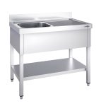 Chiuvetă profesională pentru oale PREMIUM - 1200x700 mm - cu poliță inferioară - cu 1 cuvă - cuva pe stânga