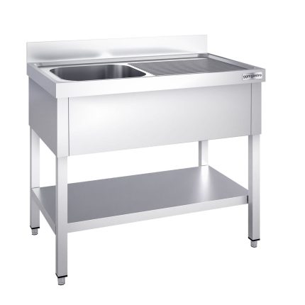 Chiuvetă profesională pentru oale PREMIUM - 1200x700 mm - cu poliță inferioară - cu 1 cuvă - cuva pe stânga